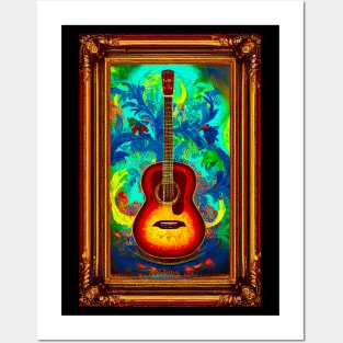 Acoustic Guitar Oil Painting Style Digital Art Posters and Art